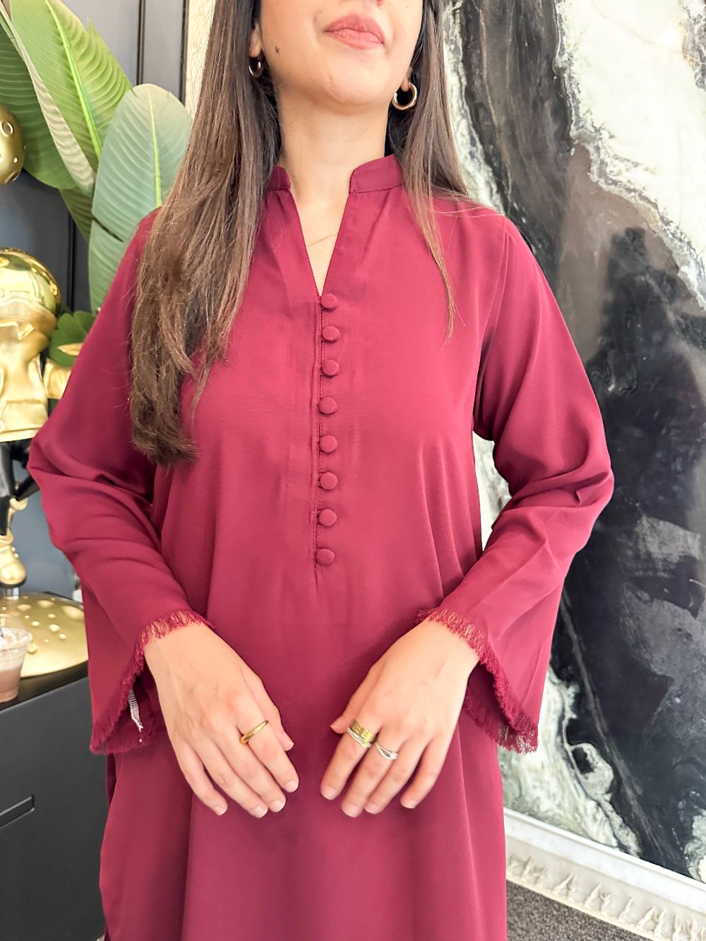 Fringe Fusion-Wine Red