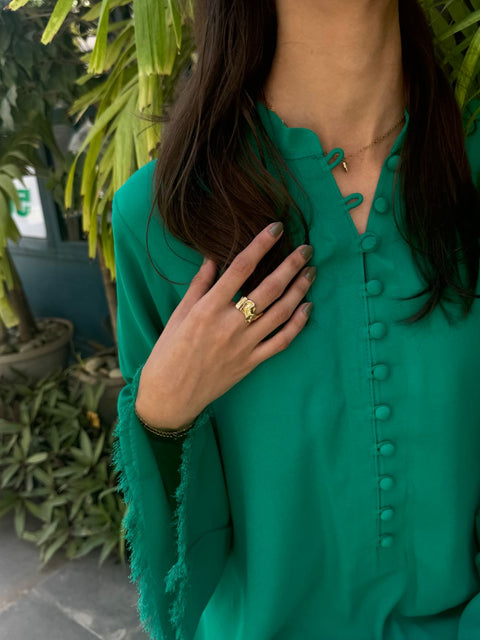 Fringe Fusion-Dark SeaFoam Green